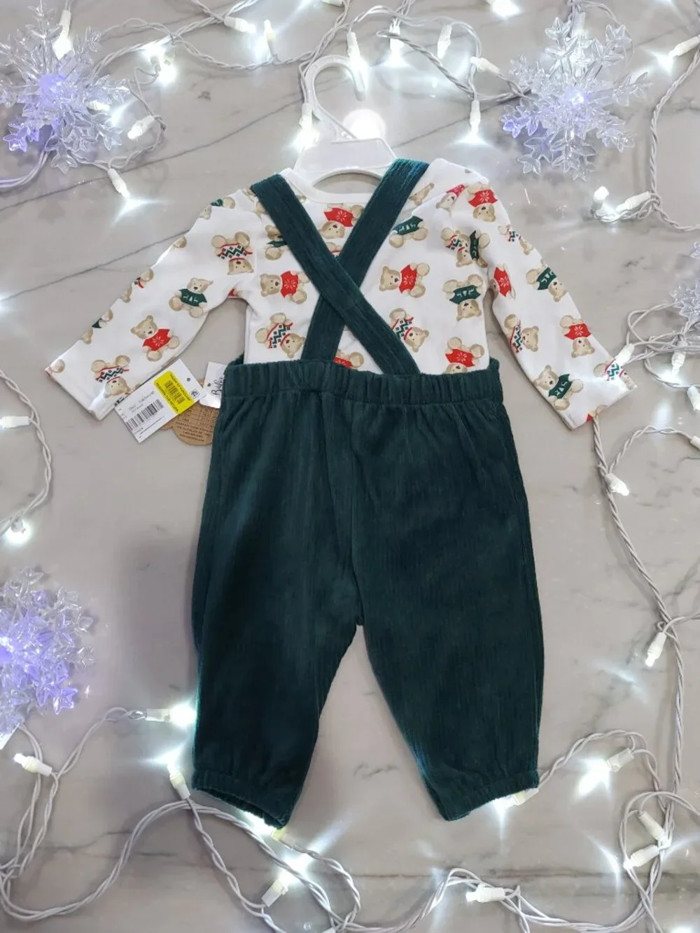Sweet! 2pc Baby Boy Teddy Bear Christmas 6 mos Holiday Outfit NWT